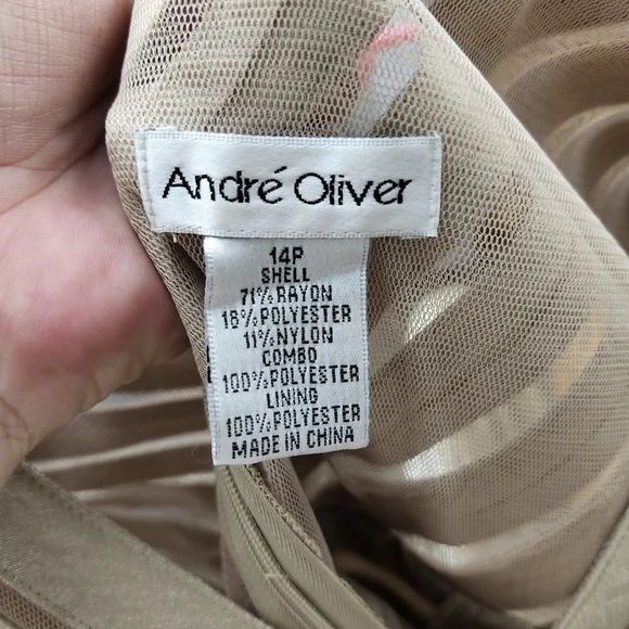 Andre Oliver Beige and Cream Dress - Picture 2 of 5